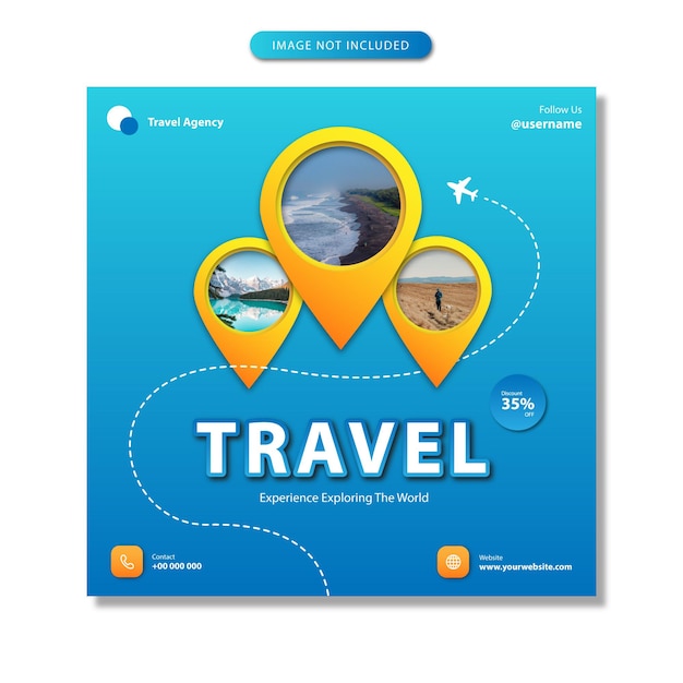 plantilla de redes sociales de viajes y turismo con marco fotográfico