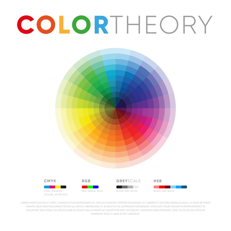 Vector plantilla redonda para la teoría del color.