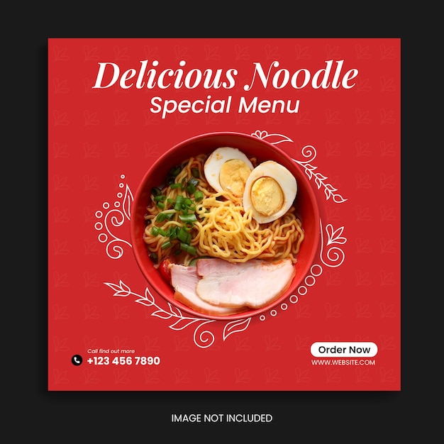 Plantilla de restaurante de banner de redes sociales de menú de comida deliciosa Vector Premium