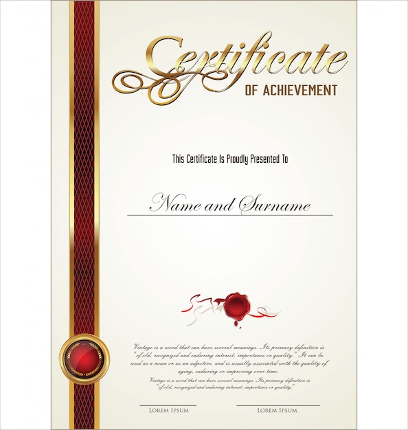 Plantilla retro de certificado o diploma