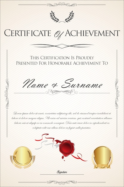 Plantilla retro de certificado o diploma