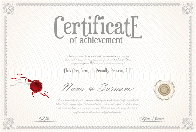 Plantilla retro de certificado o diploma