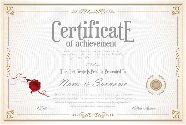 Plantilla retro de certificado o diploma