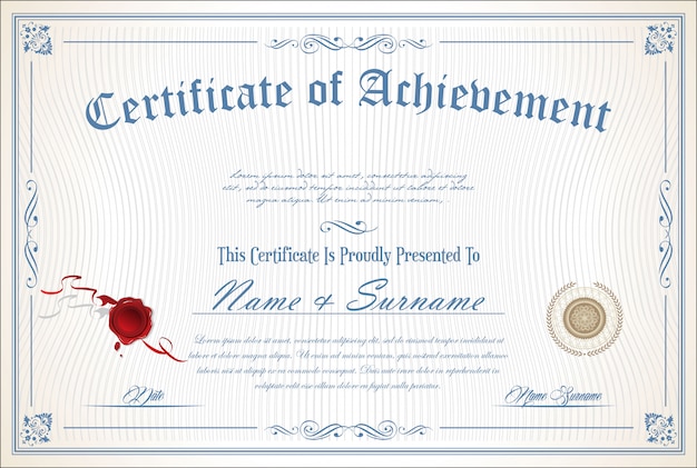 Plantilla retro de certificado o diploma