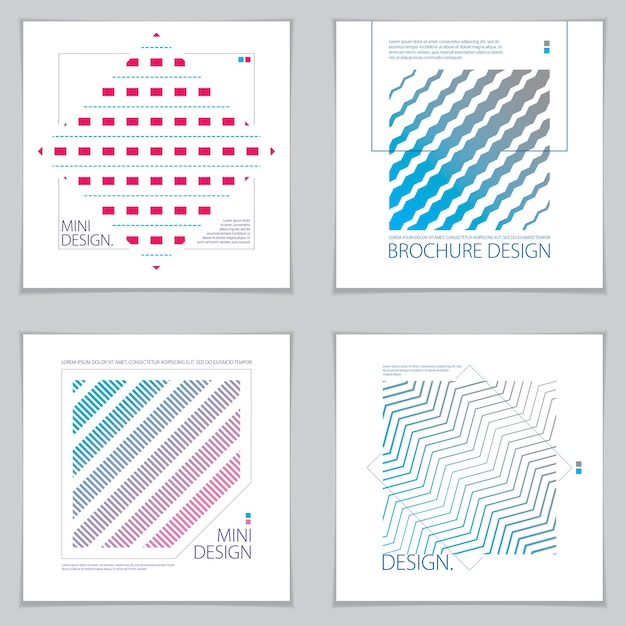 Plantilla retro para pancartas, publicidad, carteles y folletos. Conjunto de fondos de vector geométrico de línea pelada abstracta. Futuras plantillas de diseño geométrico.