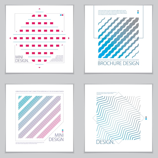 Plantilla retro para pancartas, publicidad, carteles y folletos. conjunto de fondos de vector geométrico de línea pelada abstracta. futuras plantillas de diseño geométrico.