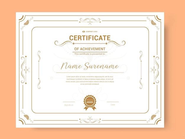 Plantilla retro vintage certificado o diploma