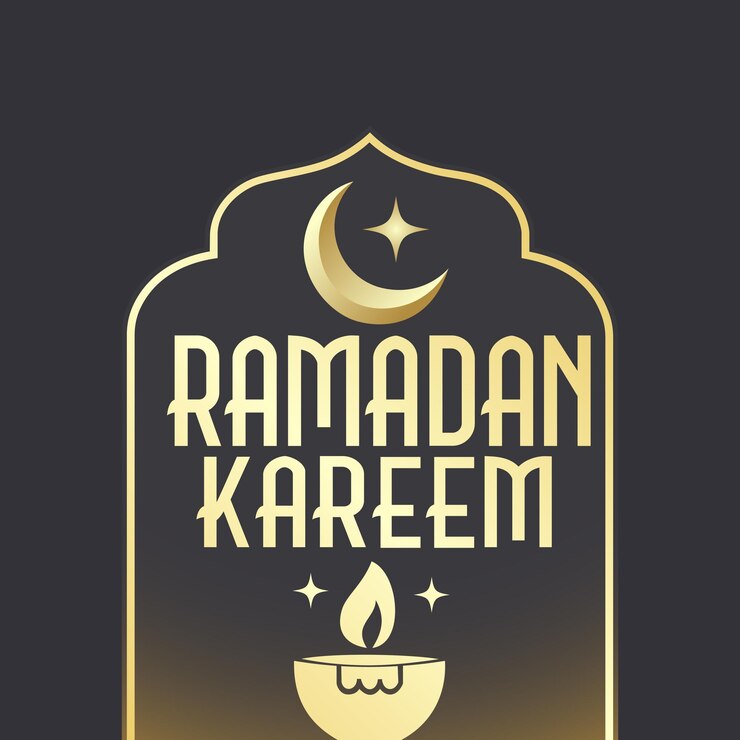 plantilla de saludos de Ramadán Kareem El diseño de fondo es una lámpara colgante con luna creciente