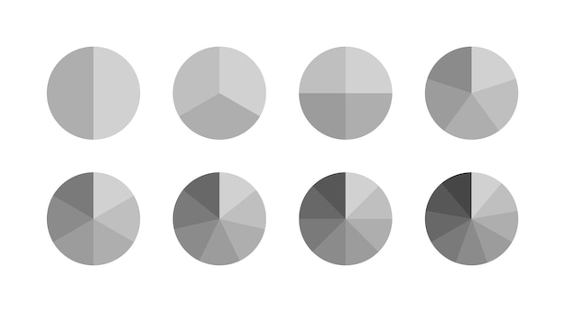 Plantilla de sección de anillo monocromo Gráfico de estructura circular Gráfico circular con segmentos y cortes Diagrama circular