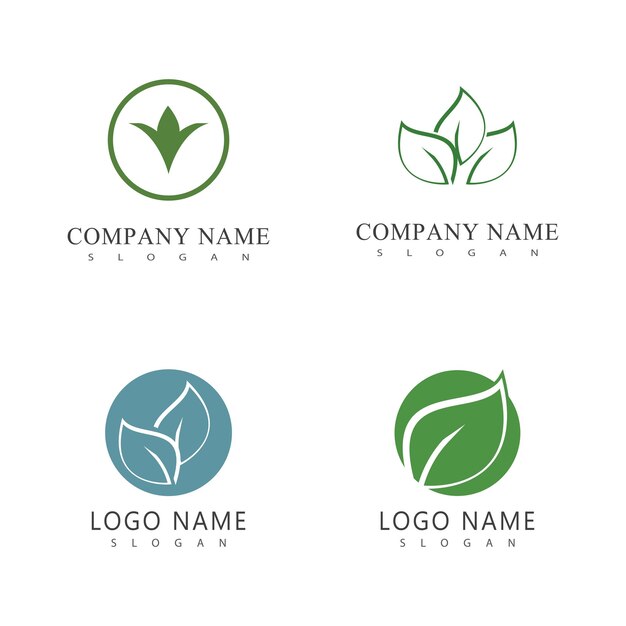 Plantilla de símbolo del elemento vectorial del logotipo de la hoja verde