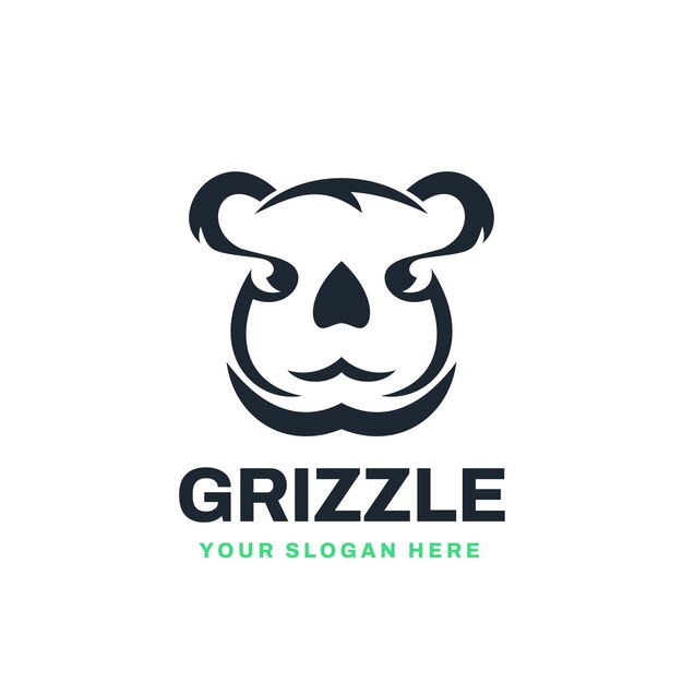 Vector plantilla de símbolo de icono vectorial del logotipo del oso grizzle