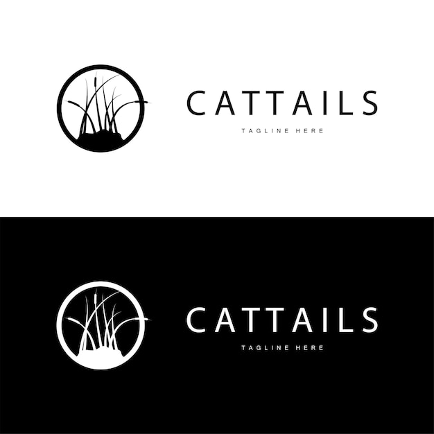 Plantilla de símbolo de ilustración simple vectorial de diseño de logotipo de totora