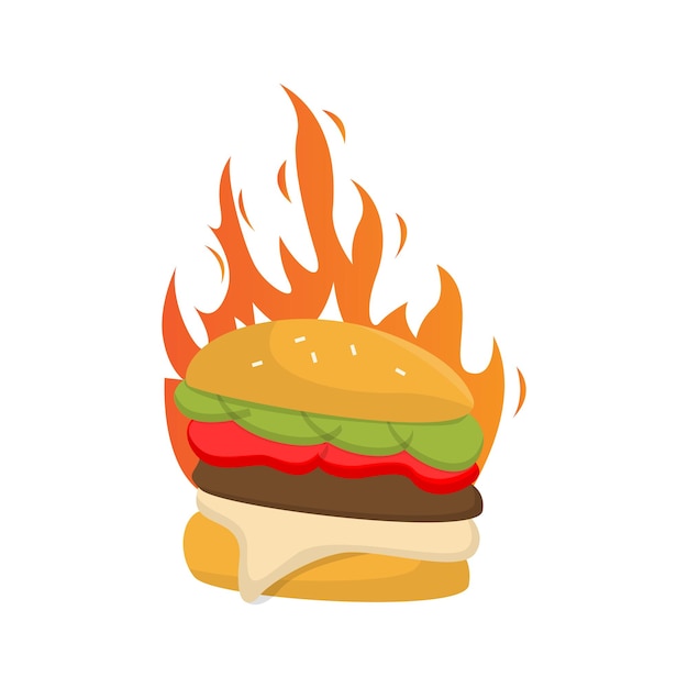 Plantilla de símbolo de ilustración de vector de pan y carne de diseño de comida rápida con logotipo de hamburguesa