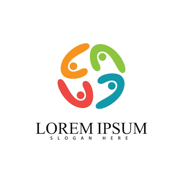 La plantilla del símbolo del logotipo de la adopción y el cuidado comunitario
