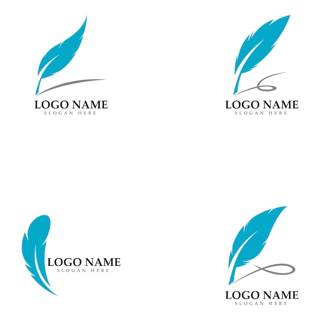 Plantilla de símbolo y logotipo corporativo de escritura de pluma