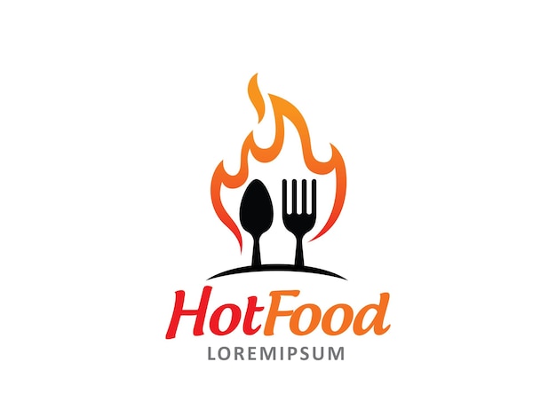 plantilla de símbolo o icono del logotipo de los alimentos calientes