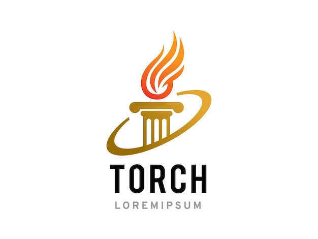La plantilla del símbolo o icono del logotipo de la antorcha