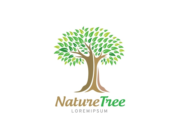 plantilla de símbolo o icono del logotipo del árbol de la naturaleza
