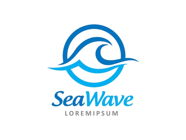 La plantilla del símbolo o icono del logotipo de la ola del mar