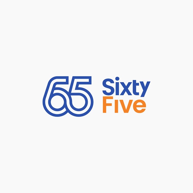 Plantilla de símbolo de signo de icono de vector de logotipo moderno de línea vinculada número 65
