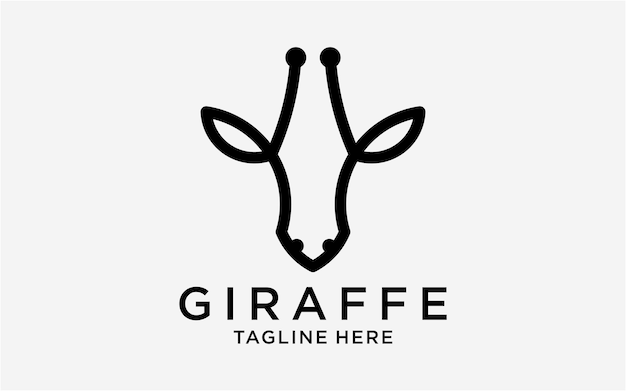 Plantilla simple de línea de jirafa de diseño de logotipo