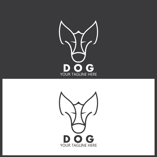 Plantilla simple de logotipo y vector de perro