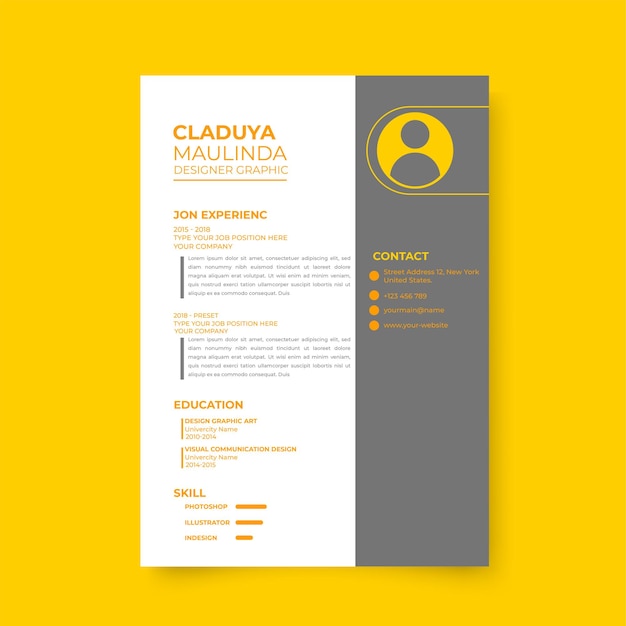 Plantilla simple moderna para currículum o currículum
