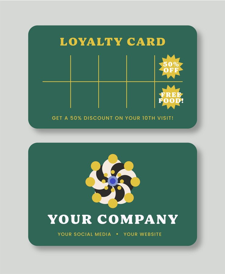 Vector plantilla simple de tarjeta de lealtad verde y amarilla