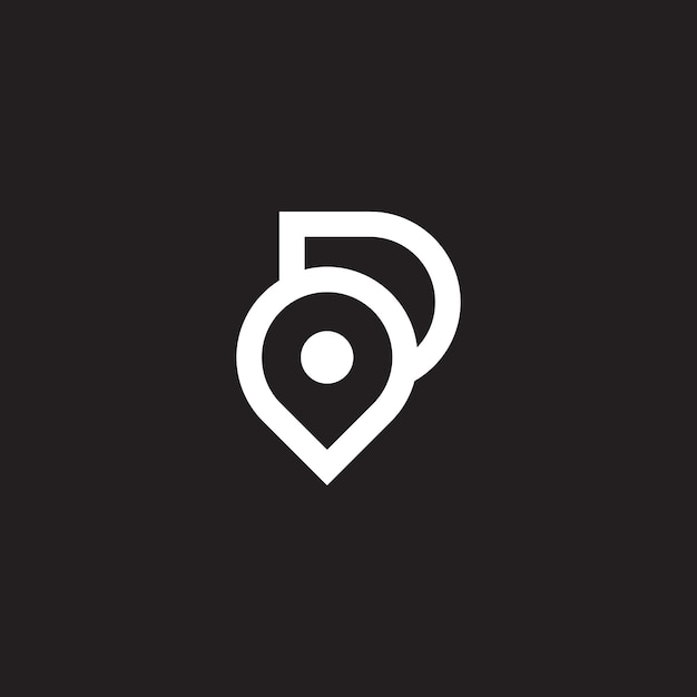 Plantilla simple del vector del icono del logotipo del mapa del punto del pin de la letra D.