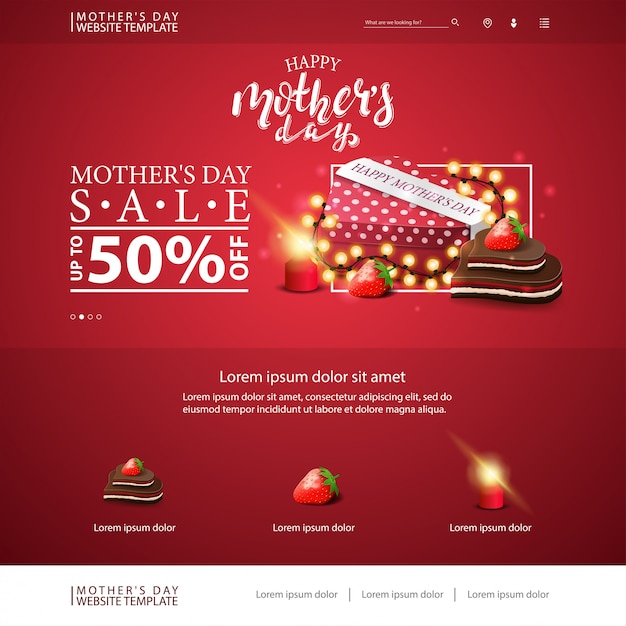 Plantilla de sitio web de descuento del día de la madre