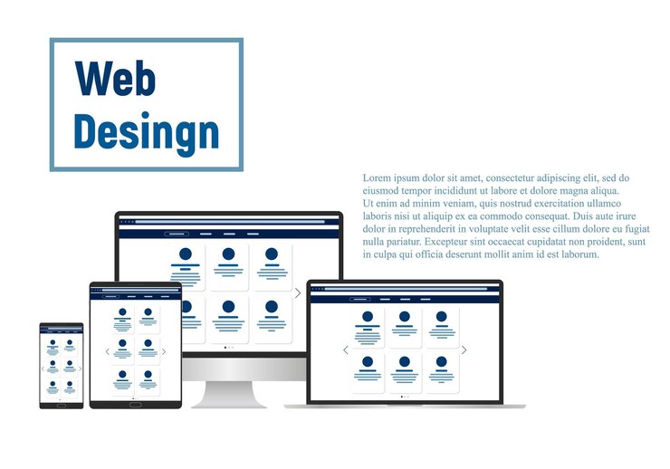 Vector plantilla de sitio web de diseño web para monitor de teléfono de tableta portátil elementos para aplicaciones móviles y web interfaz de usuario ui y experiencia de usuario ux organización de contenido banner de página de destino