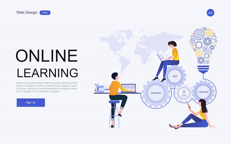 Vector plantilla de sitio web de educación en línea, capacitación y cursos.