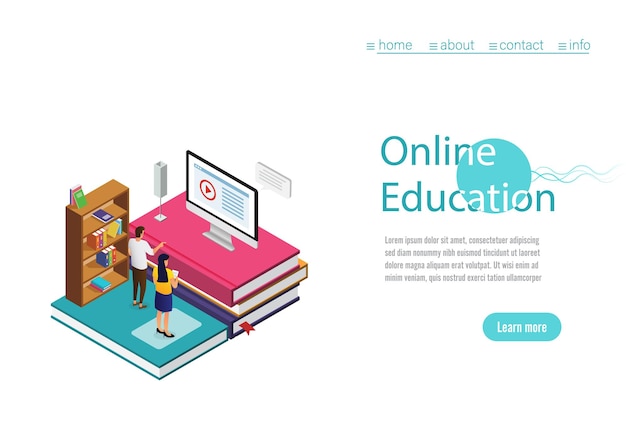 Plantilla de sitio web de educación en línea con llamada a la acción e ilustración