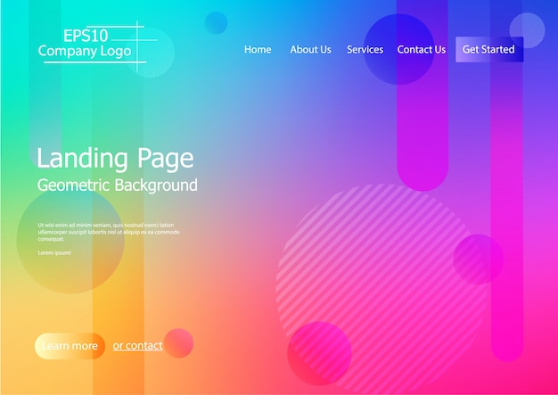 Vector plantilla de sitio web con fondo colorido forma geométrica