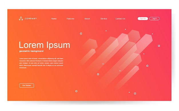 Plantilla de sitio web con fondo de forma geométrica