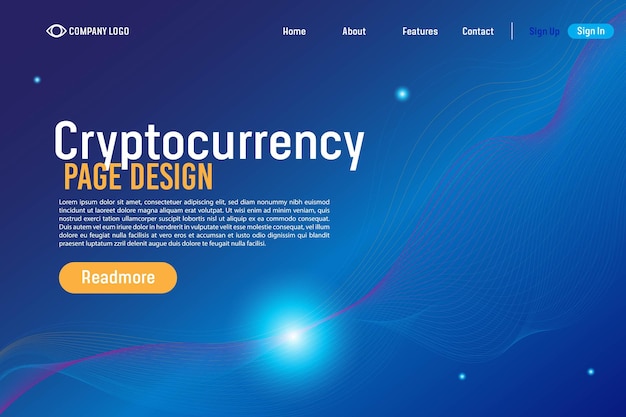 Plantilla de sitio web de fondo de página de destino de degradado de criptomoneda para sitios web o aplicaciones