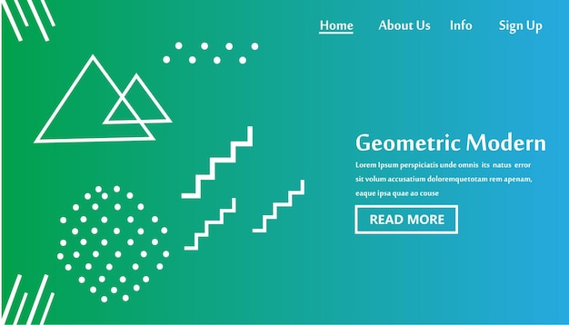 Plantilla de sitio web moderno geométrico Ilustración de diseño de vector de página de destino