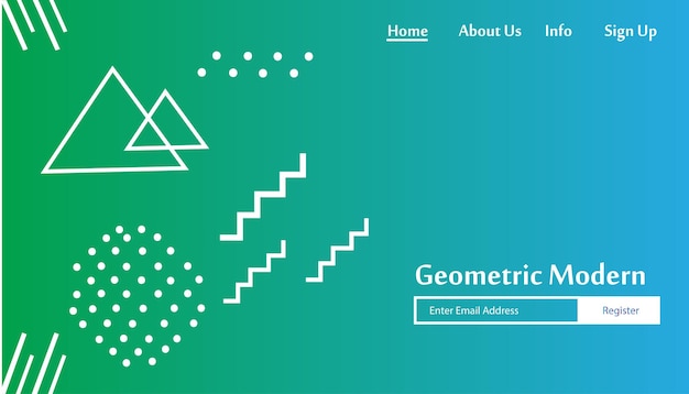 Plantilla de sitio web moderno geométrico ilustración de diseño de vector de página de destino