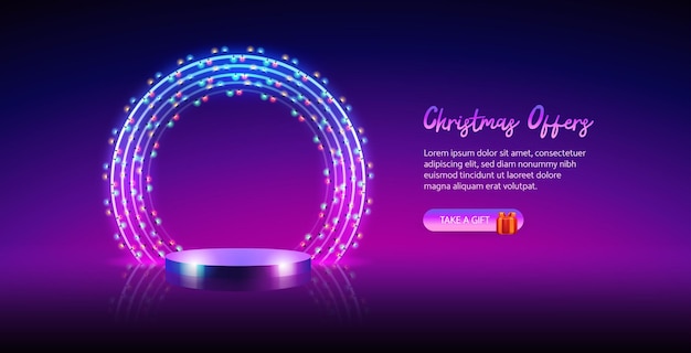 Plantilla de sitio web de ofertas navideñas con neón
