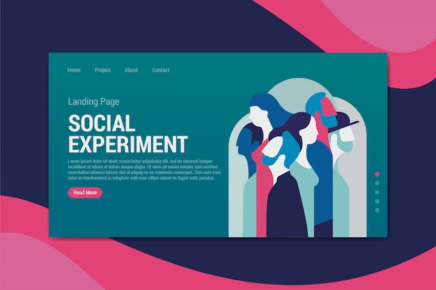 Plantilla de sitio web de página de aterrizaje de experimento social