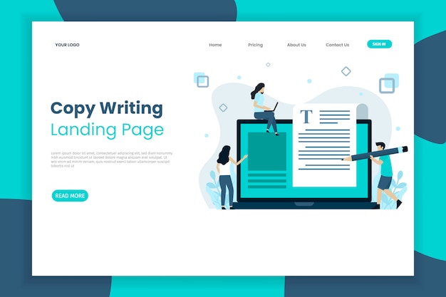 Plantilla de sitio web de página de destino de escritura de copia creativa