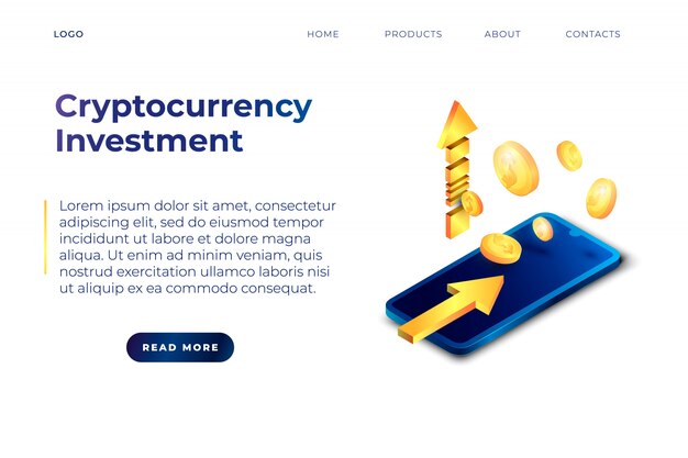 Plantilla de sitio web de página de destino de inversión en criptomoneda.