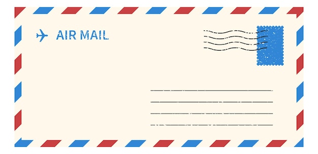 Plantilla de sobre de correo aéreo carta de papel en blanco