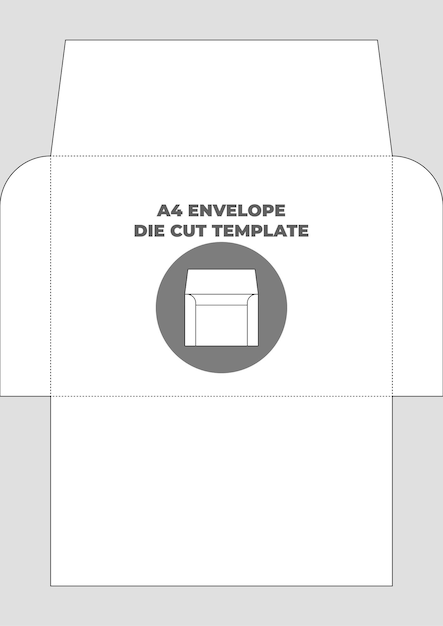 plantilla de sobre de corte a presión A4 diseño de embalaje imprimible y personalizable