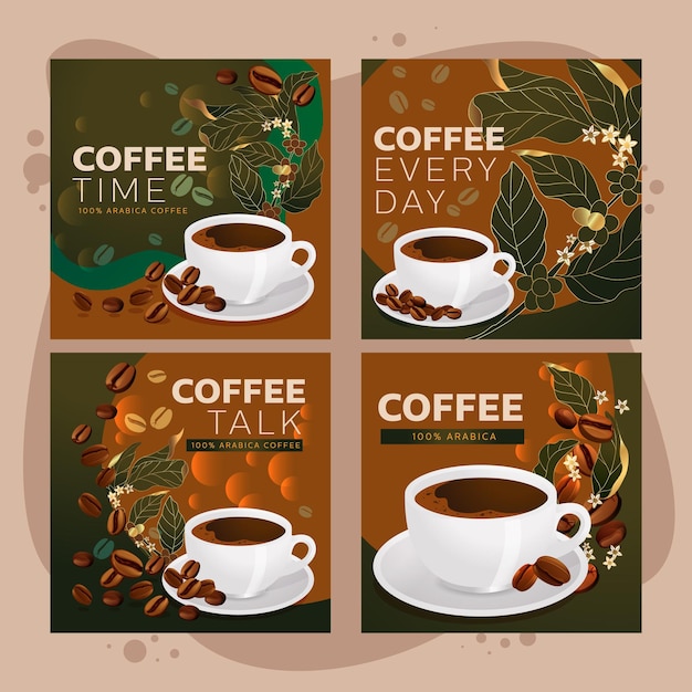 plantilla social de los medios de comunicación de los granos de café