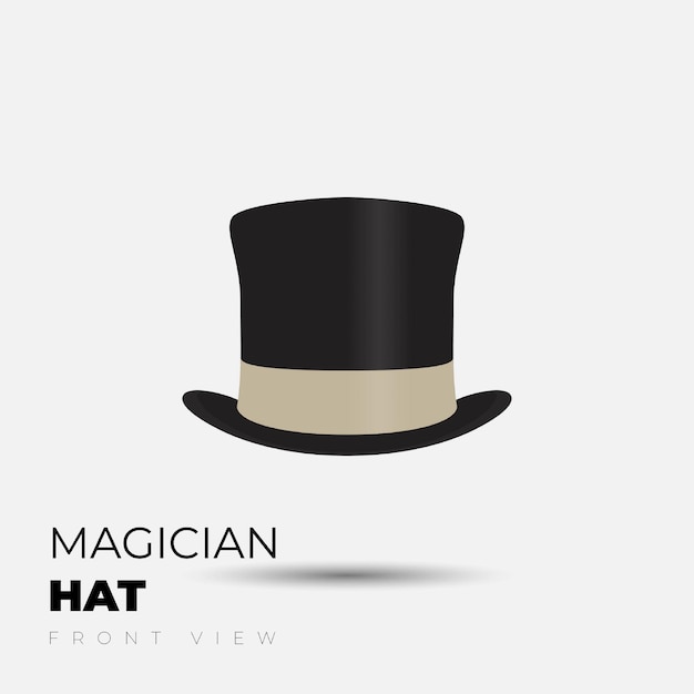 Plantilla de sombrero de mago negro en el diseño de vista frontal que es una buena plantilla para el diseño de mago