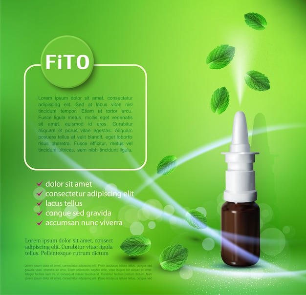 plantilla de spray nasal y hojas voladoras