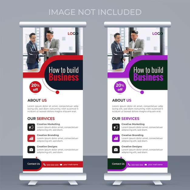 Plantilla de standee de señalización de banner enrollable corporativa moderna y creativa para publicidad