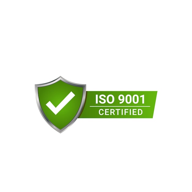 Plantilla de stock vectorial de banner de sello de certificado de insignia certificada ISO 9001