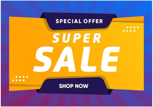 Plantilla de super venta y oferta en color amarillo y morado Vector Gratis